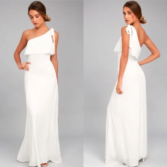 sachin and babi light blue dress Prize Possession One Shoulder Midi Dress - White main image 1